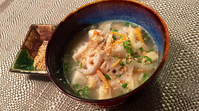 サカママレシピ ―ミネラルたっぷりゴマみそ根菜汁―