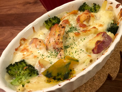 サカママレシピ ―免疫力アップ↑ホクホク秋の味覚グラタン―