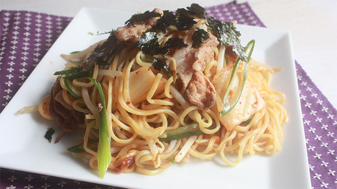 サカママレシピ ―疲労回復☆豚キム焼きそば―