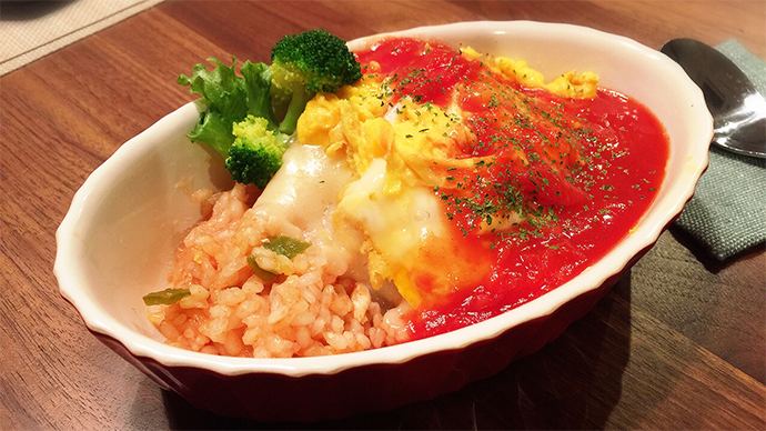 サカママレシピ ―チキンライス★トロトロ卵とチーズのせ―